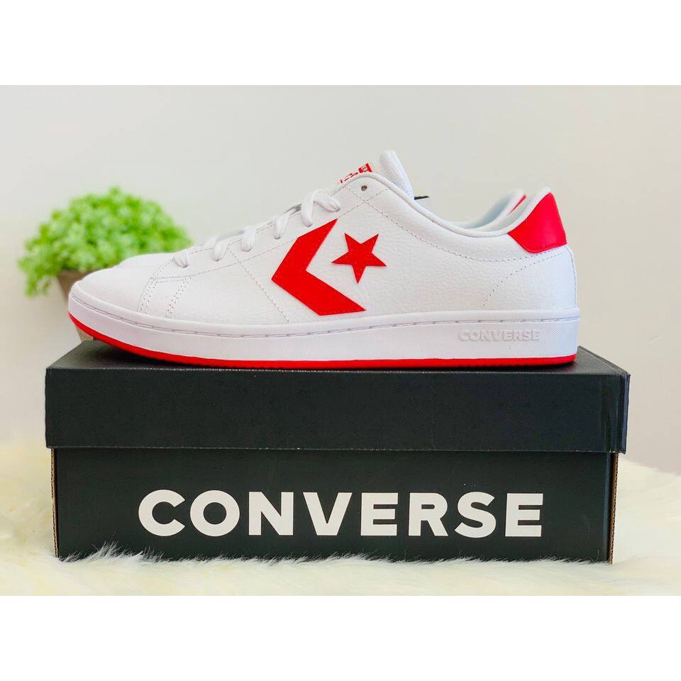 ☒◐▽Converse All court faux leather ox white/red