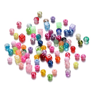 St.kunkka ลูกปัดอะคริลิค คละสี 6 มม. 50-100 ชิ้น สําหรับสร้อ…