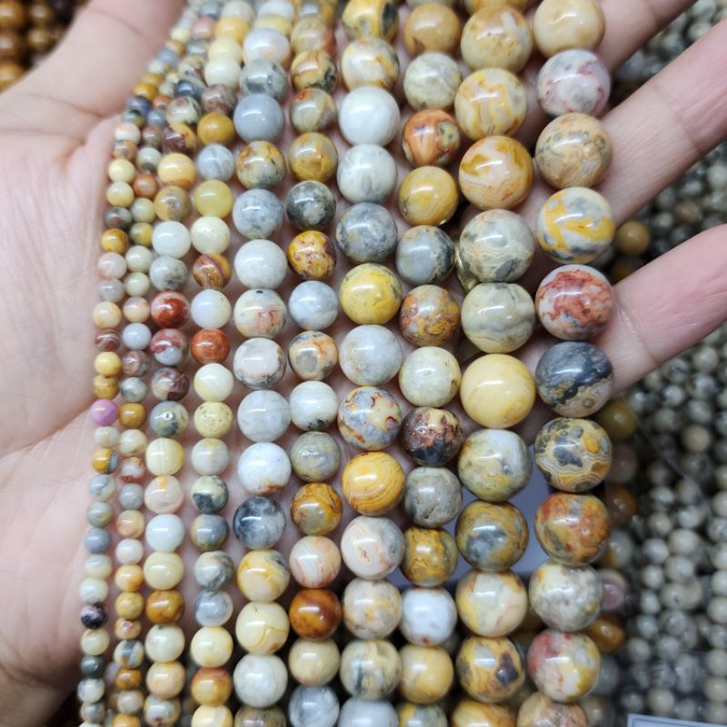 เครซี่เลสอาเกตCrazy Lace Agate หินแท้ธรรมชาติ หินเส้นยาว ความยาวประมาณ38cm หินนำโชคราคาส่ง