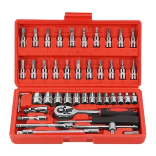 InnTech King Tools ชุดเครื่องมือ ประแจ ชุดบล็อก 46 ชิ้น แกน 1/4 นิ้ว (2 หุน) รุ่น WKT-46PCS เหล็ก CR-V Chrome Vanadium