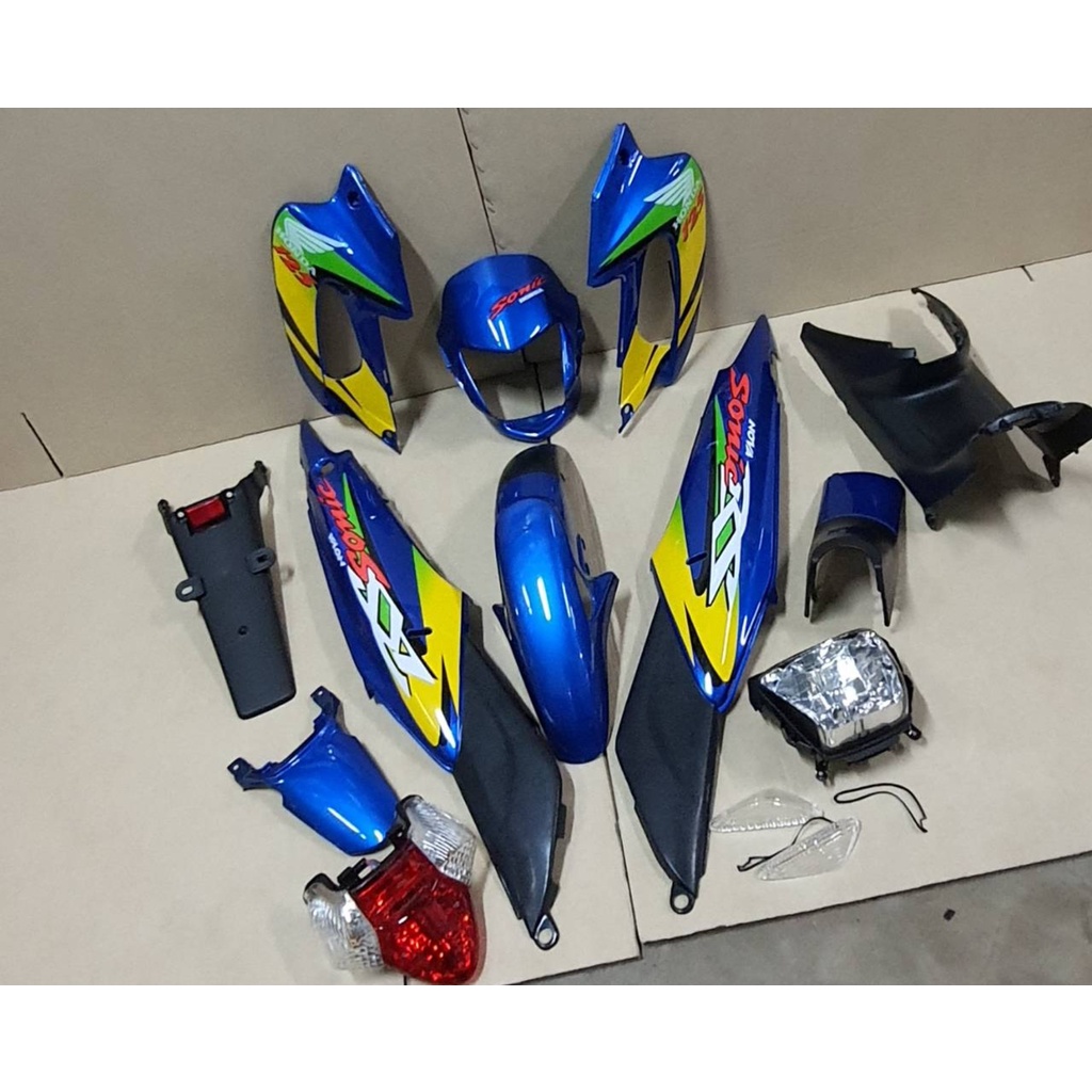 ชุดสี sonic รุ่นแรก สีน้ำเงิน พร้อมติดลาย ปี2000 แฟริ่งโซนิคตัวเก่า กาบรถ เฟรมรถ