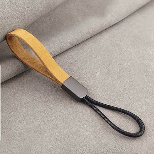 พวงกุญแจสายหนัง สายคล้องมือหนังวัวจี้พวงกุญแจรถยนต์ห่วงโซ่บุคลิกภาพสร้างสรรค์พวงกุญแจแหวนคู่ชายหญิงหนังแท้แบบเรียบง่าย