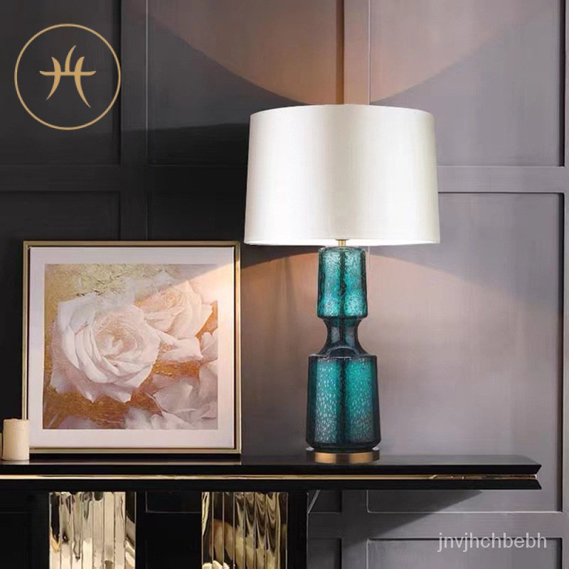 Bedroom Table Lamp New American Retro Bedside Lamp Modern Simple Personality Creative Blue Bedside T