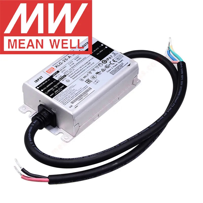 Mean Well เคสโลหะ IP67พร้อมไฟถนน PFC Meanwell 22-54V/700mA/25W โหมดพลังงานคงที่ LED Driver
