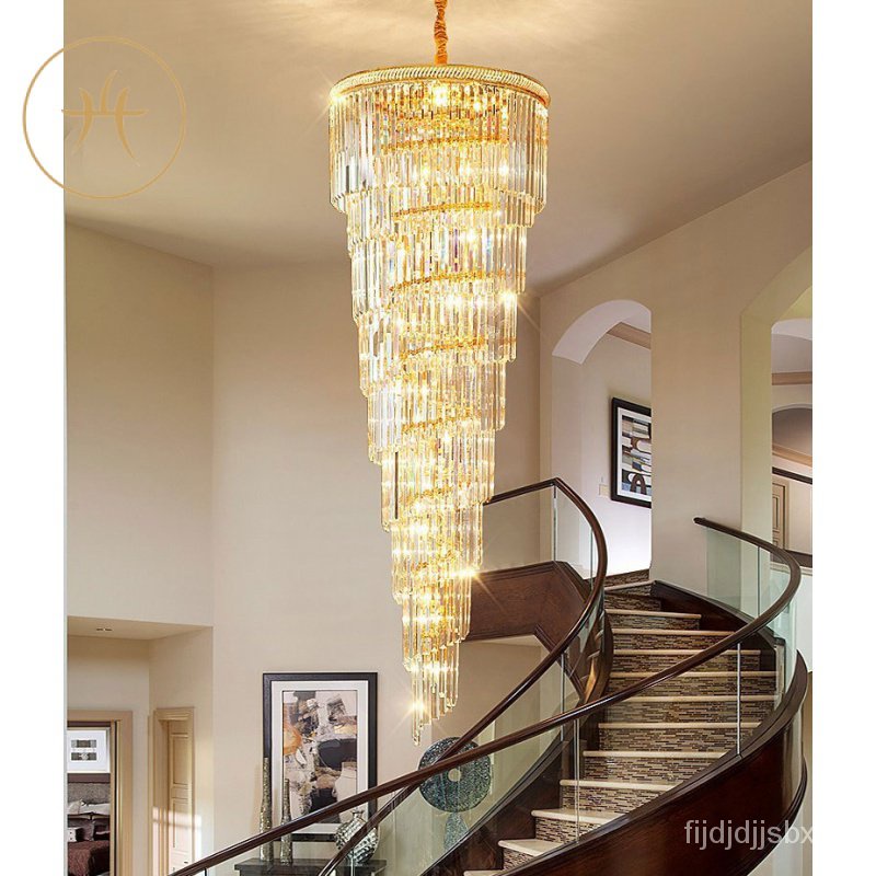 European Duplex Building Living Room Chandelier Villa Building Middle Building Hotel Lobby Stairs Go