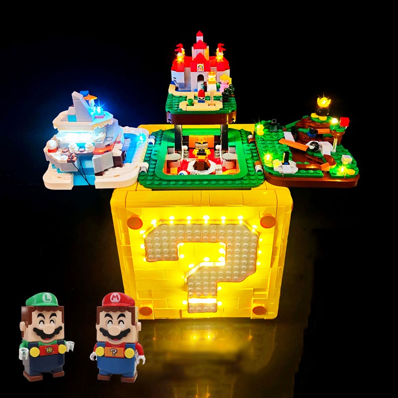 ஐใช้งานร่วมกับ LEGO Bricks Super Mario Question Mark Box รุ่นไฟควบคุมระยะไกลมาพร้อมกับ Mario minifigure Mario Bricks