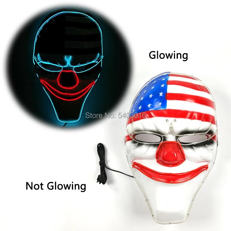 15G LED Halloween Mask Halloween Scary Cosplay Light up Mask EL Wire Glowing mask for Halloween Festival Party Sup mao