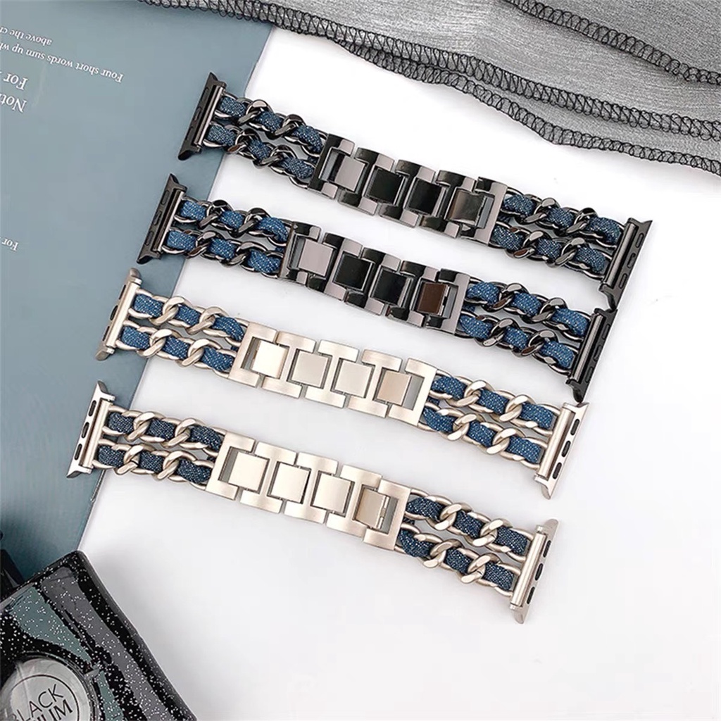 มาใหม่ สายนาฬิกาข้อมือแบบโซ่ สไตล์ชาแนล สําหรับ Smart Watch 9 8 7 6 5 4 3 2 1 Se Ultra และรุ่น HK9Pro Ultra8Pro IW9mini