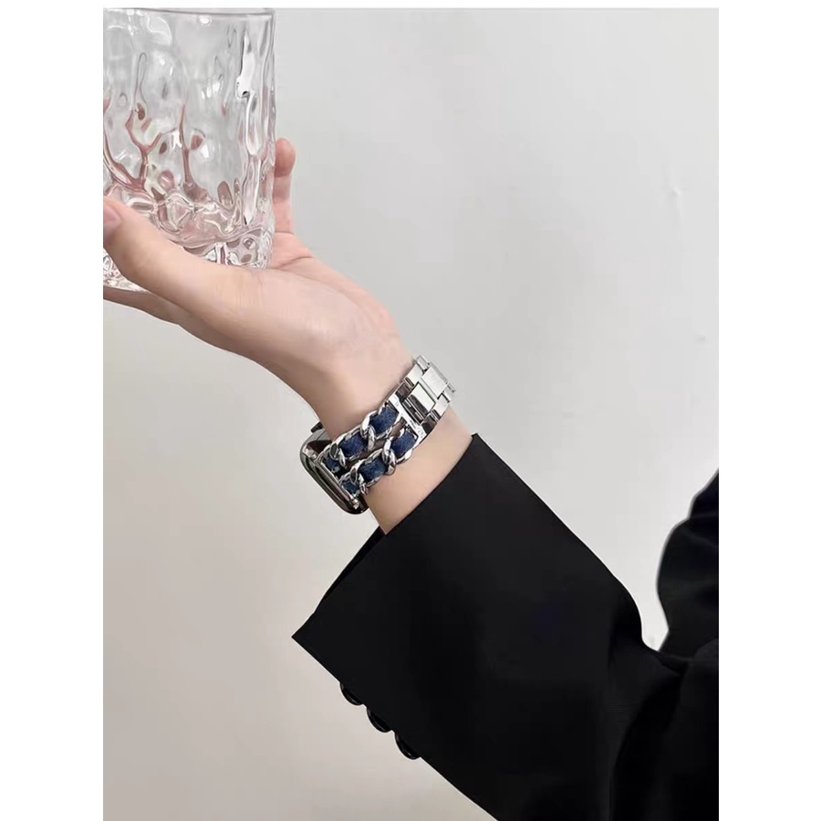 มาใหม่ สายนาฬิกาข้อมือแบบโซ่ สไตล์ชาแนล สําหรับ Smart Watch 9 8 7 6 5 4 3 2 1 Se Ultra และรุ่น HK9Pro Ultra8Pro IW9mini