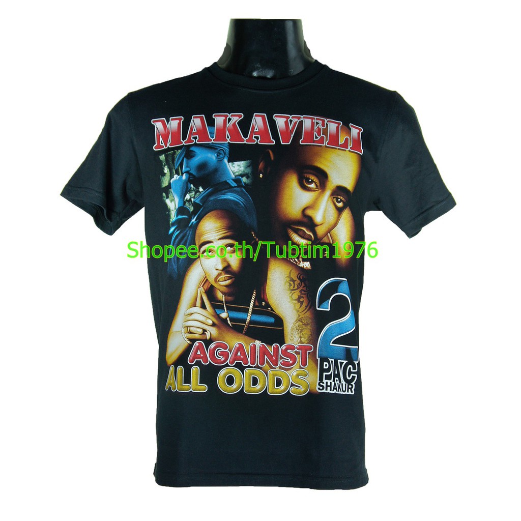 เสื้อยืด 2Pac Tupac ลาย ทูพัค อัลบั้ม Against All Odds Album Art Shirt Hip สีดำ 2PC443