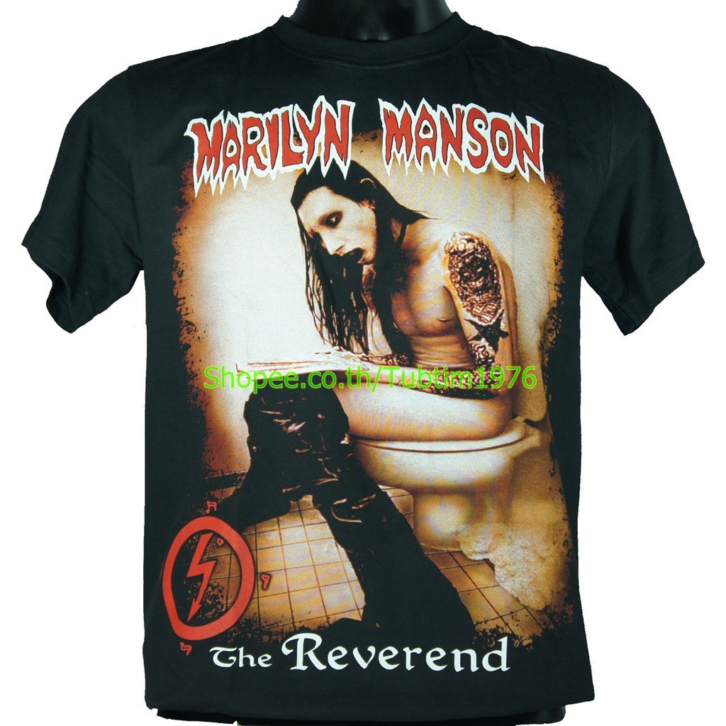 เสื้อวง Marilyn Manson ผ้าร้อยแฟชั่นวงดนตรี วินเทจ มาริลีน แมนสัน MMS599