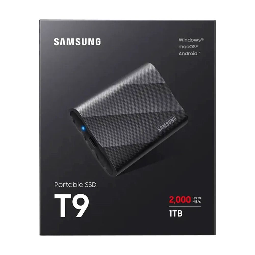 Samsung 1TB T9 Portable SSD (Black) MU-PG1T0B - USB 3.2 Gen 2x2, up to 2000MB/s