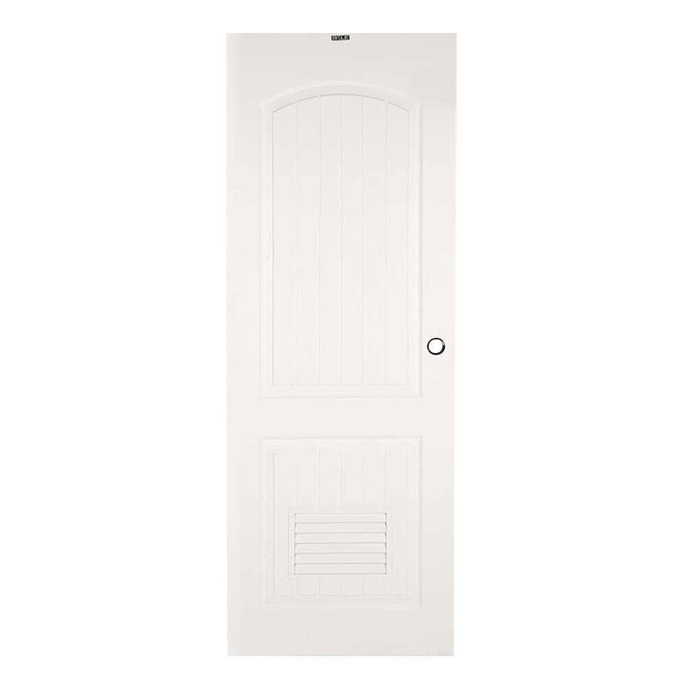 AZLE ประตูห้องน้ำ UPVC PZLS01 เกล็ด 70X200 ซม. สีขาว เจาะลูกบิด