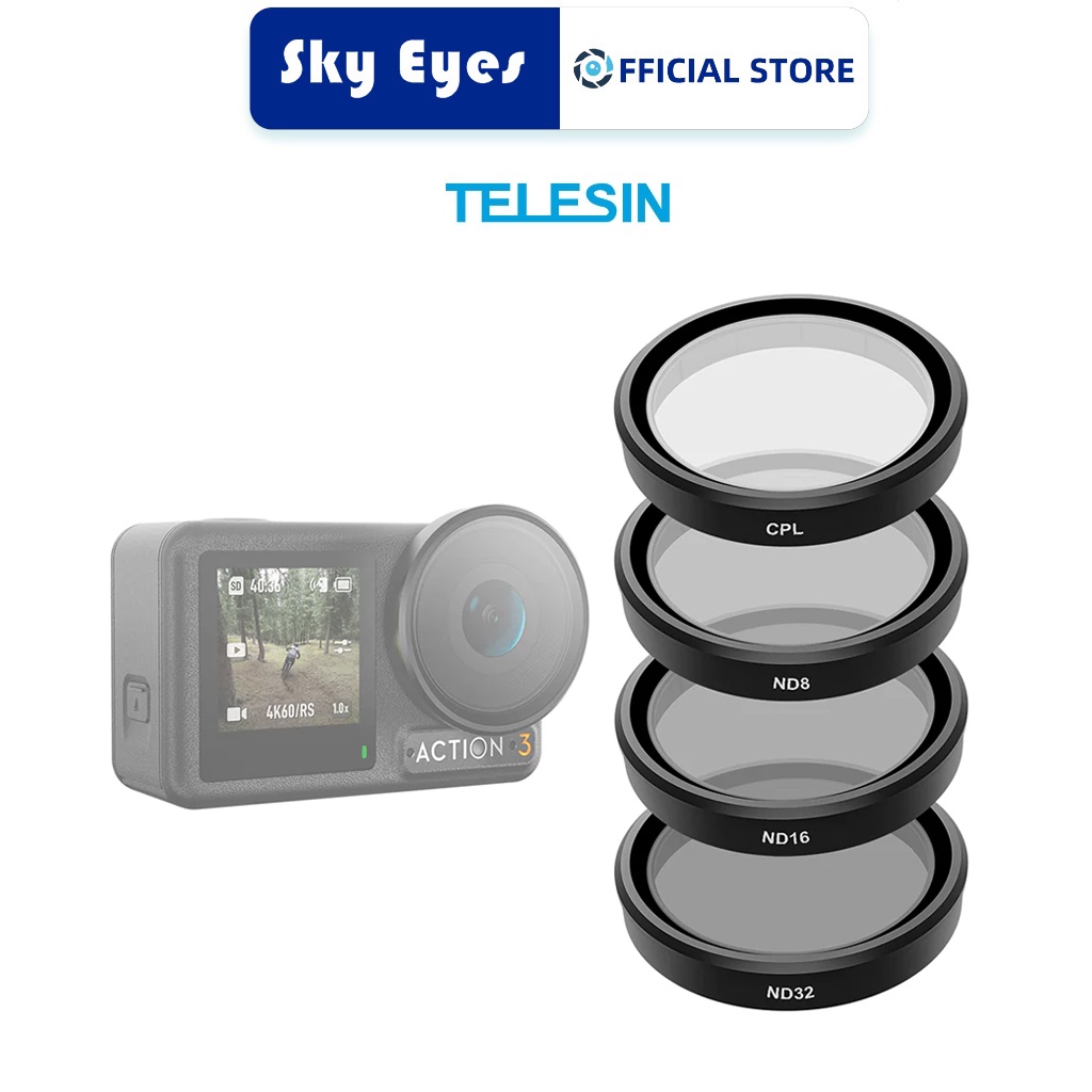 Telesin CPL+ND8/16/32 ชุดฟิลเตอร์ สําหรับกล้อง DJI ACTION 3/4
