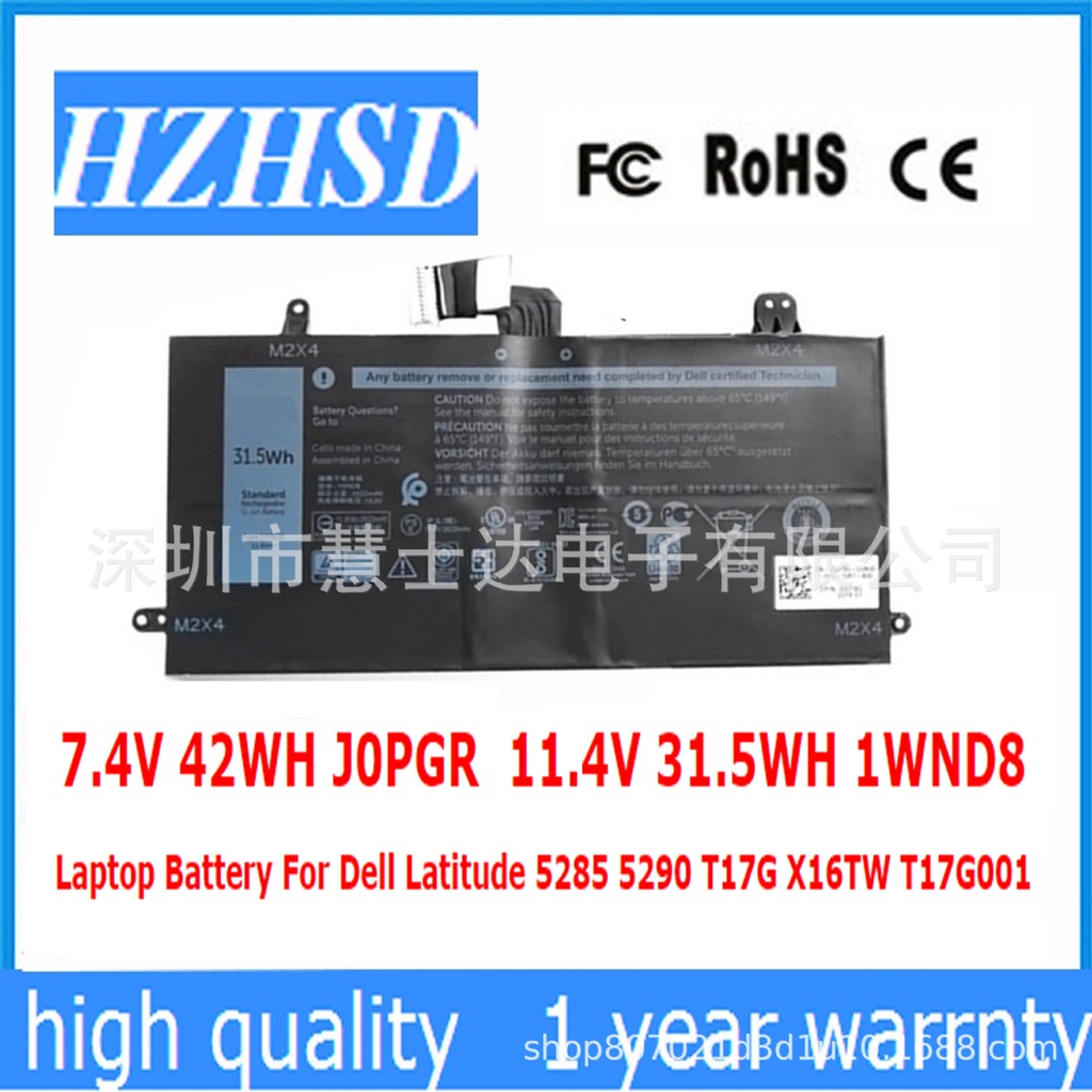 เหมาะสำหรับ DellLatitude 5285 5290 T17G 1WND8 J0PGR X16TW FTH6Fแบตเตอรี่