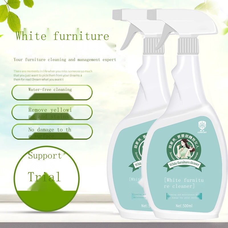 ☋✇✜น้ำยาทำความสะอาดเฟอร์นิเจอร์สีขาว การปนเปื้อนและสิ่งประดิษฐ์ที่เป็นสีเหลือง ตู้ไม้อเนกประสงค์สำหรับทำความสะอาดในครัวเ - รูปที่ 4