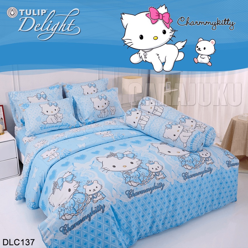 TULIP DELIGHT ชุดผ้าปูที่นอน+ผ้านวม ชาร์มมี่ คิตตี้ Charmmy Kitty DLC137 สีฟ้า ลิขสิทธิ์แท้ #ทิวลิป