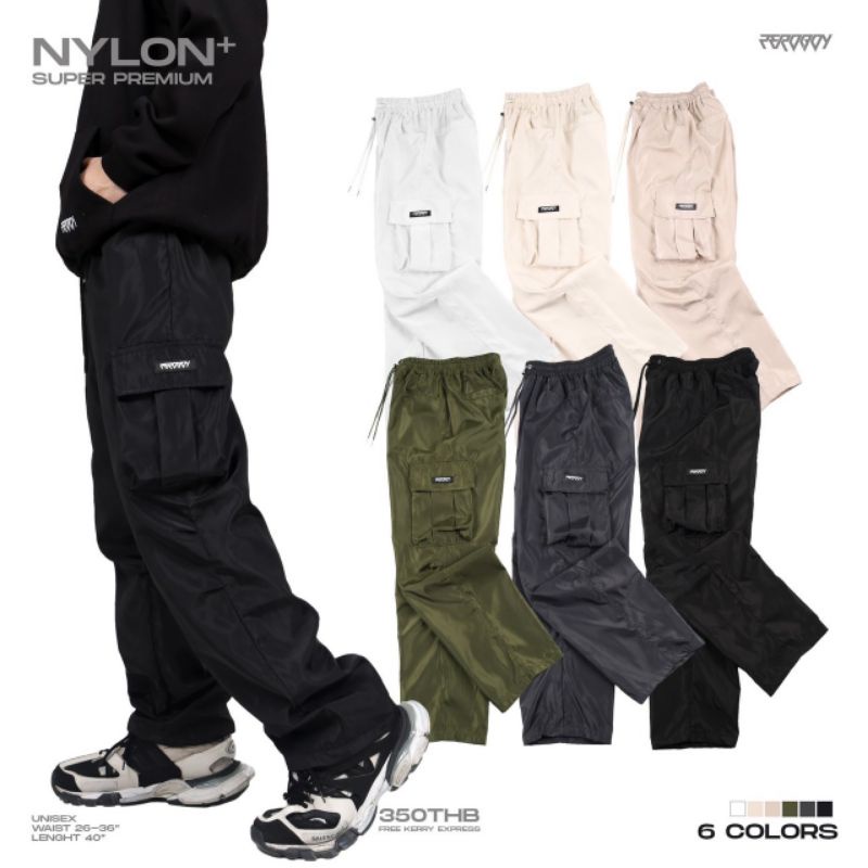 ZEROBOY “NYLON PANTS”กางเกงขายาวคาร์โก้ผ้าร่ม รุ่นใหม่ล่าสุด