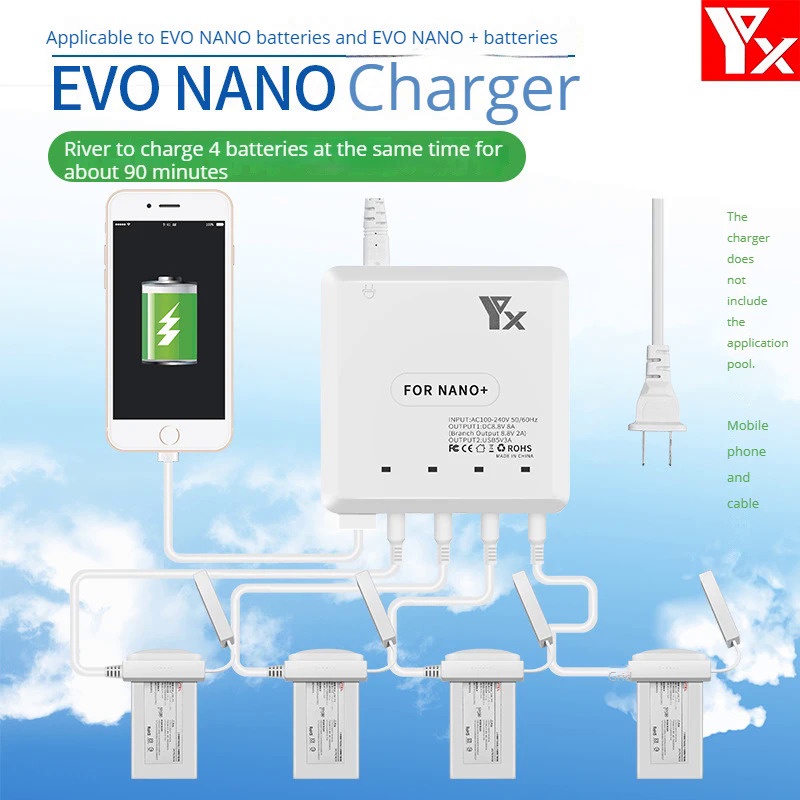 6 In 1 Multi Charger สำหรับ Autel EVO NANO PLUS Drone แบตเตอรี่ชาร์จควบคุม Hub 2พอร์ต USB Dron อุปกร