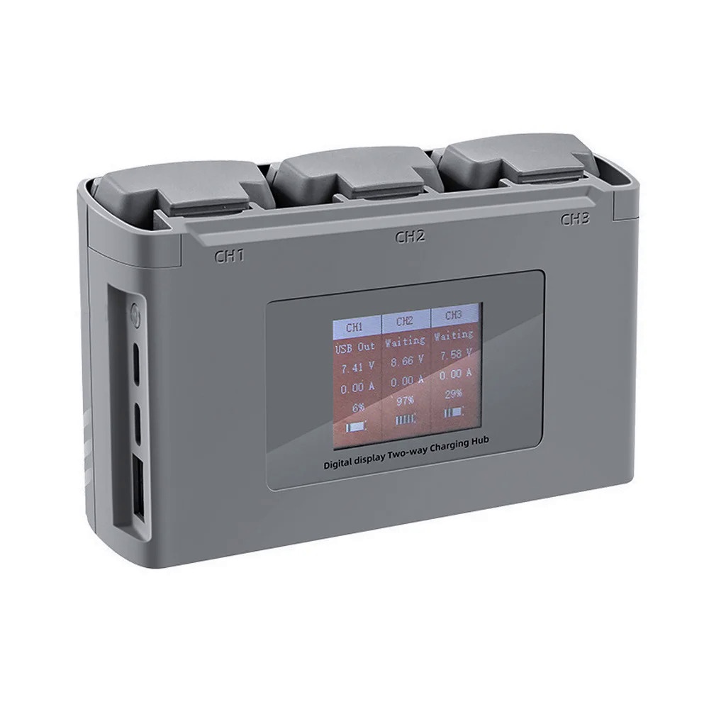 Mini 2 Battery Charging Hub Digital แสดงผลเครื่องชาร์จแบตเตอรี่สองทางเข้ากันได้กับ DJI Mini 2 /Mini SE Drone Accesso00