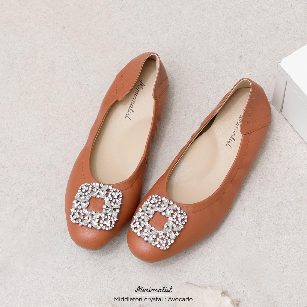 𝐌𝐈𝐍𝐈𝐌𝐀𝐋𝐈𝐒𝐓 รองเท้าหนังแกะแท้ รุ่น Middleton Crystal (cinnamon) พื้นหนานุ่มพิเศษกว่าเดิม ซัพพอร์ตดี x2