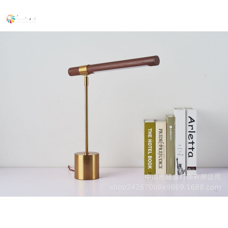 Z9IY โคมไฟตั้งโต๊ะลายไม้ ออกแบบที่เรียบง่ายหลังสมัยใหม่โคมไฟบ้านสร้างสรรค์  โต๊ะทำงานอ่านหนังสือledโ