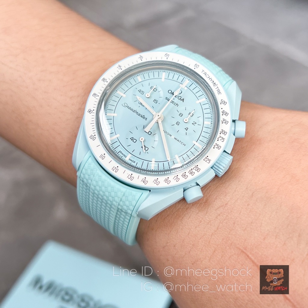 สวอช โอเมกา Mission to URANUS Blue Color with Rubber Strap Blue Color