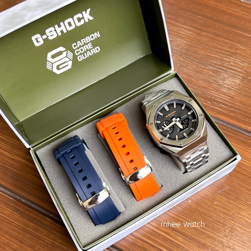 G-Shock Casioak Combo Set with Stainless Steel Strap and 2 Colors of Rubber Strap