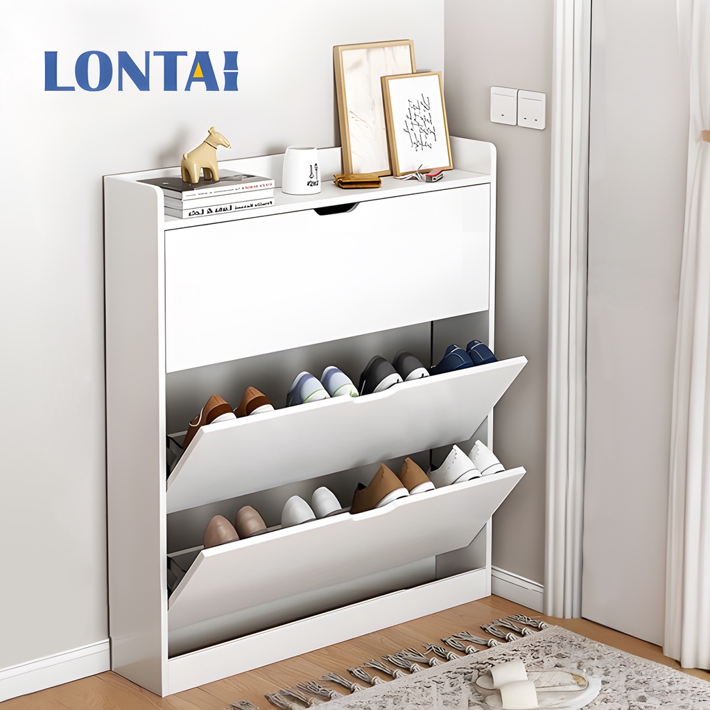 Lontai ตู้เก็บรองเท้า 100*24*115cm ติดตั้งง่าย เก็บของอเนกประสงค์ ฝุ่น กันน้ำ Shoe Cabinet