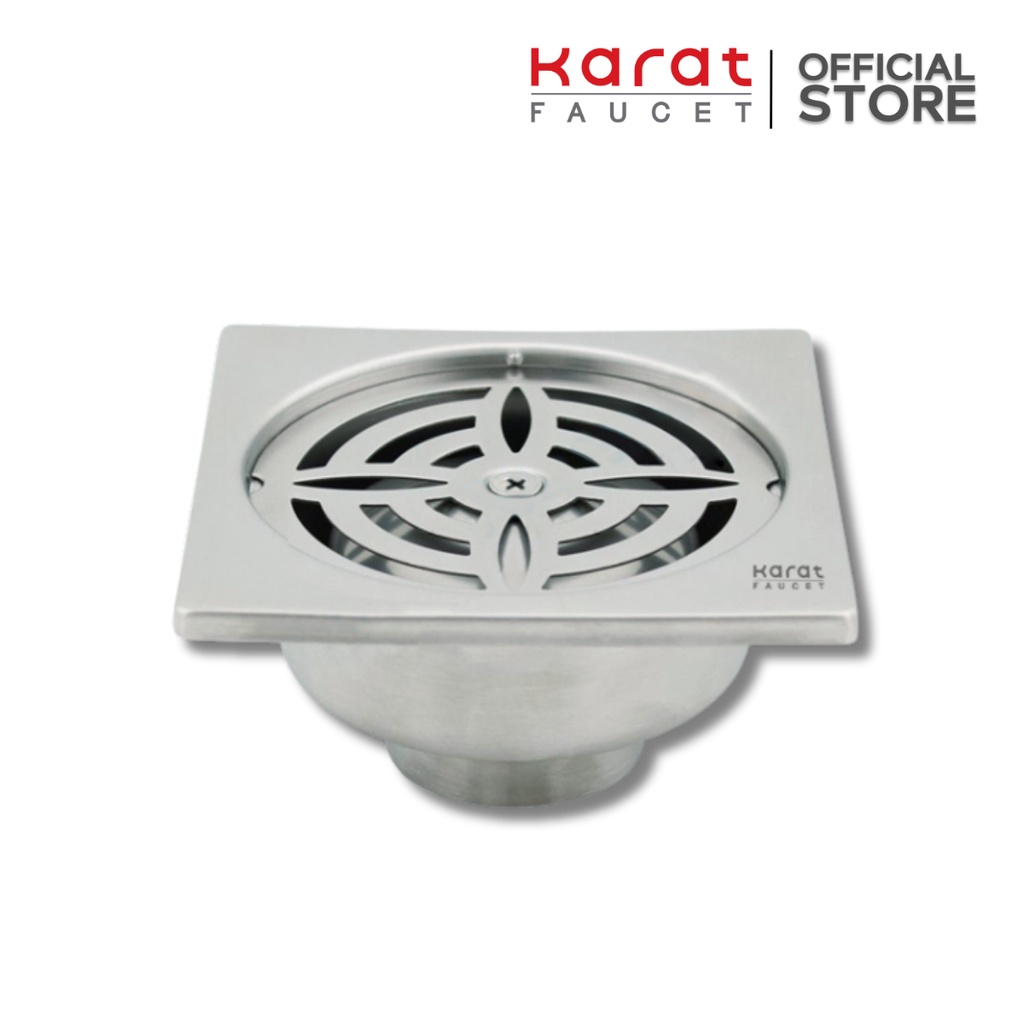 Karat Faucet ตะแกรงกันกลิ่นแบบเหลี่ยมต่อท่อ PVC ขนาด Ø 1.5-3 นิ้ว หน้าแปลน 3.5 นิ้ว (สเตนเลส 304) รุ่น KA-56-831-ST