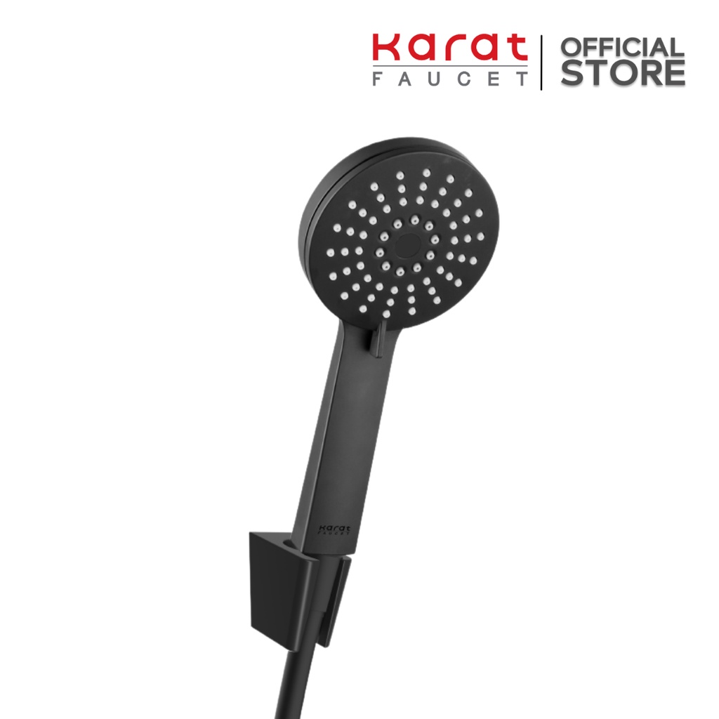 Karat Faucet ฝักบัวสายอ่อนสีดำ ปรับน้ำ 3 ระดับ ขนาด Ø10.5 ซม. พร้อมสาย PVC รุ่น KS-42-263-55