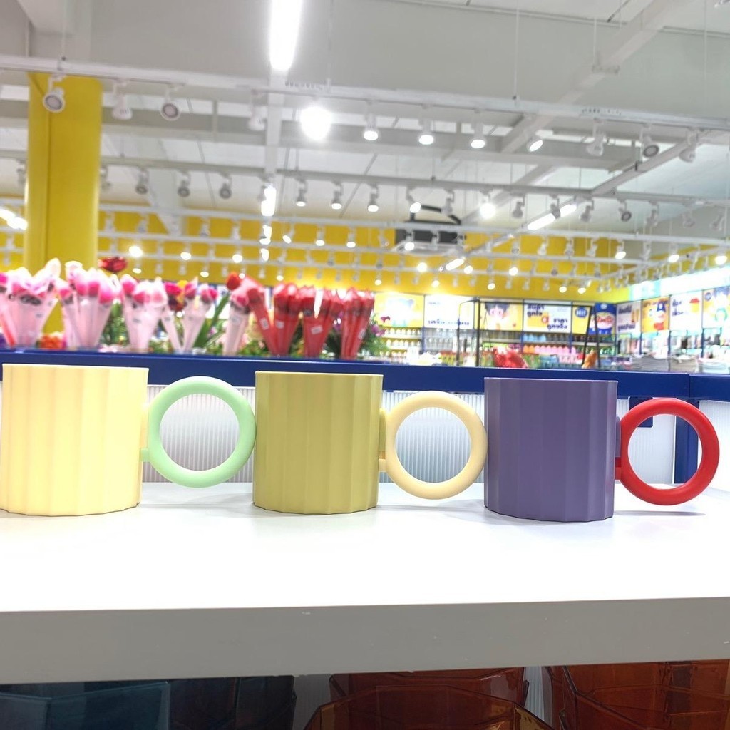 (ขายยกโหล)แก้วน้ำทรงเกาหลี สไตล์มินิมอล มีหูจับแบบสวย DM-168-1