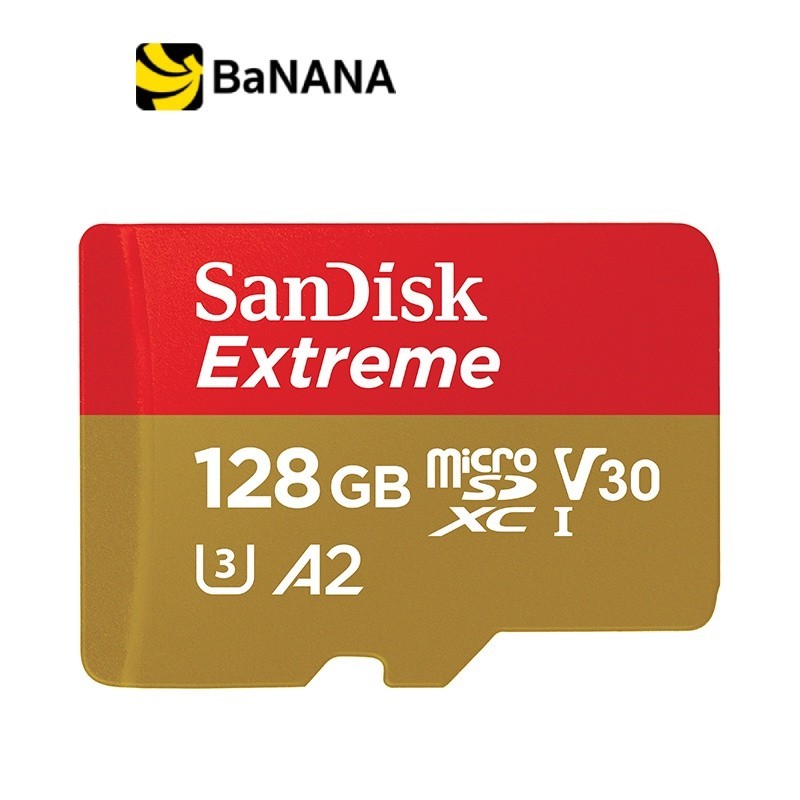 การ์ดหน่วยความจำ SanDisk Extreme microSDXC 128GB V30 U3 C10 A2 190MB/s R 90MB/s Red-Gold by Banana IT