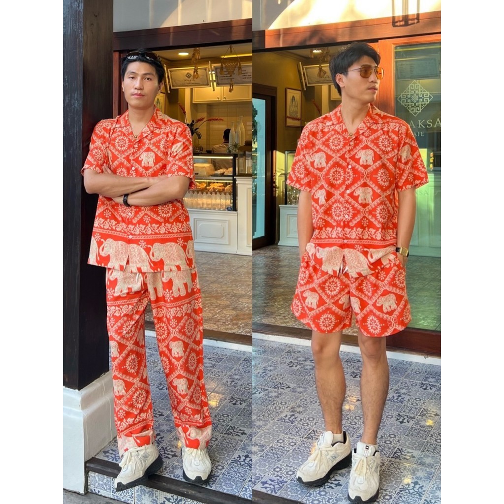 ชุดเซ็ตลายช้างสีส้ม