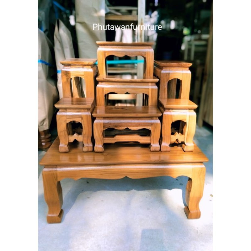 โต๊ะหมู่7หน้า5″ ไม้สักทอง ก50 ย60 ส67ซ.ม.