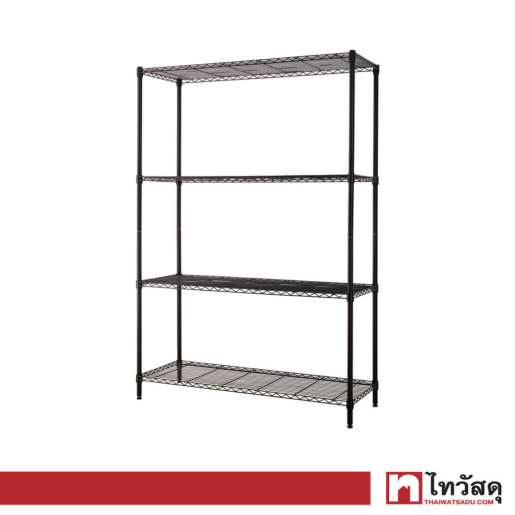 KASSA HOME ชั้นตะแกรงเหล็กอเนกประสงค์ 4 ชั้น Rocky รุ่น A2529-MBK ขนาด 120 x 45 x 180 ซม. สีดำ
