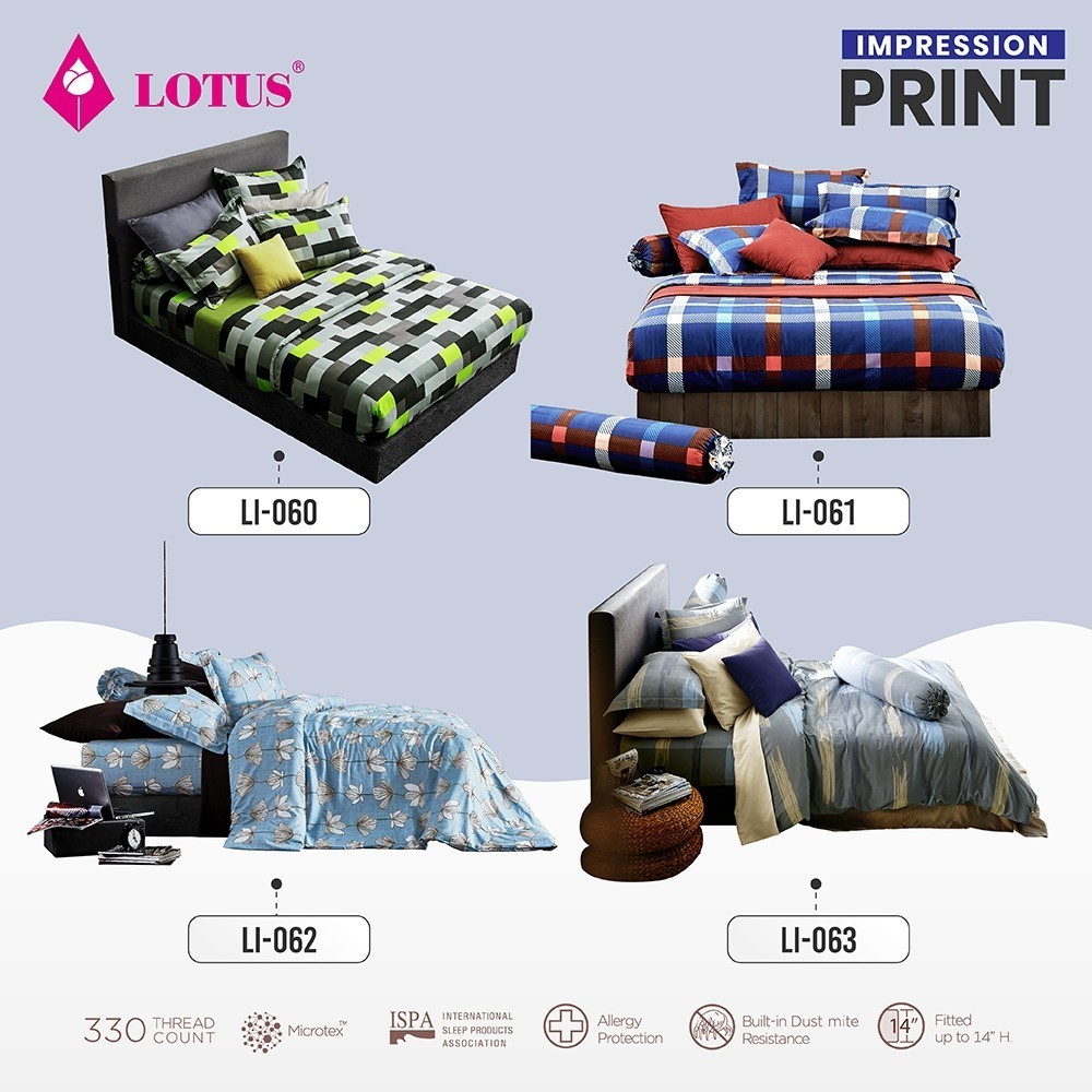 LOTUS ผ้านวม (Clearance) รุ่น Impression Print 330 เส้นด้าย สัมผัสนุ่มลื่น ส่งฟรี