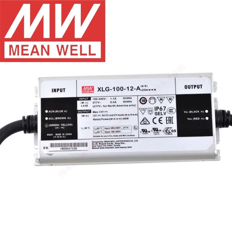 Mean Well XLG-100-12/24-A /Ab IP67เคสโลหะถนน/ตึกระฟ้า/ไฟฟลัดไลท์หมายถึง XLG-100-H/L-A /Ab 100W LED D