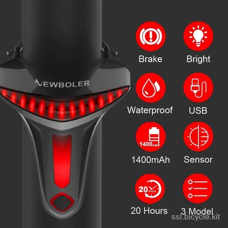 Sensoring เบรคไฟท้ายจักรยาน Auto Star Stop USB ไฟจักรยาน LED ขี่จักรยานไฟท้ายไฟฉายสำหรับจักรยาน Accessories