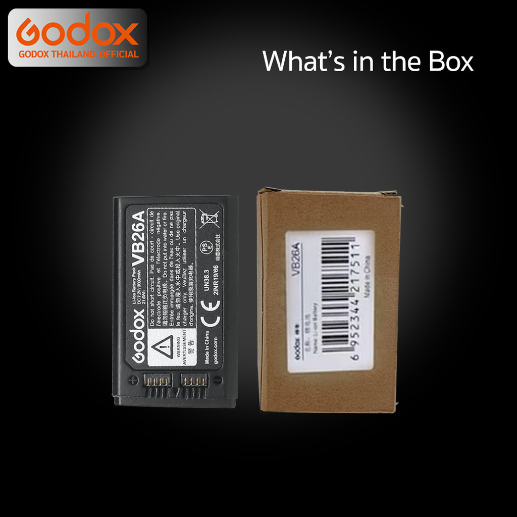 Godox Battery VB26, VB26A, VB26B - For Flash V1, V860III, AD100Pro, MF-R76, etc