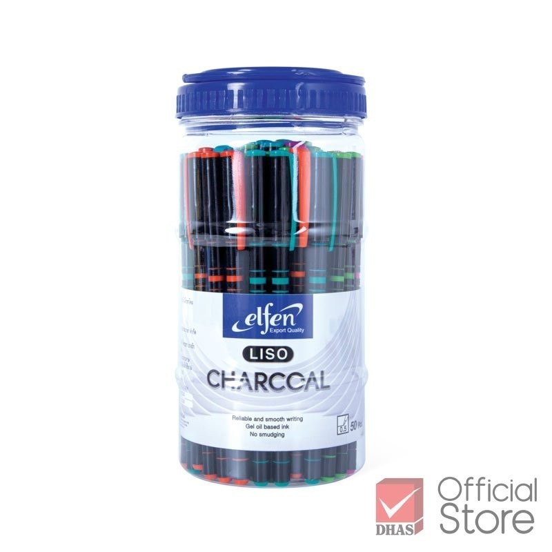 Elfen ปากกา ปากกาลูกลื่น ลิโซ่ชาโคล น้ำเงิน 0.5 จำนวน 50 ด้าม