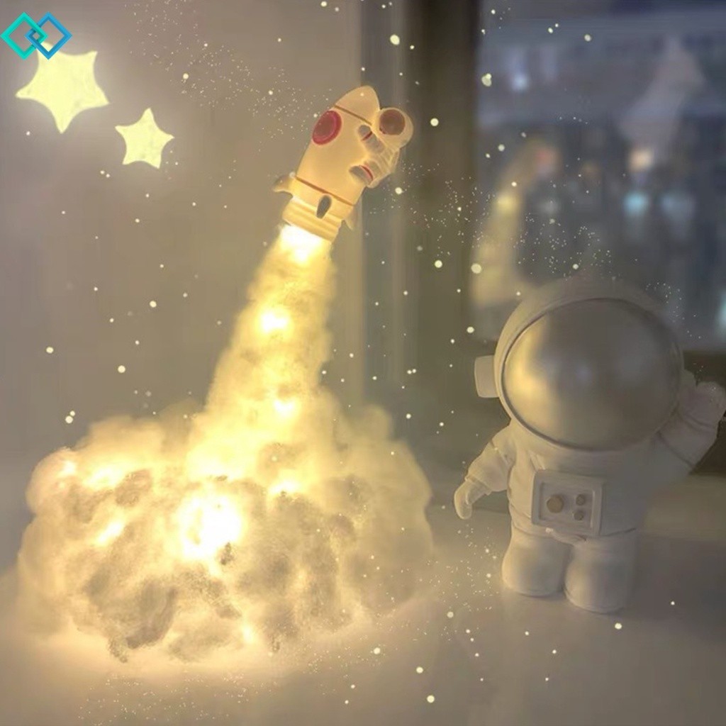 Qt โคมไฟ LED รูปจรวด ก้อนเมฆ นักบินอวกาศ ชาร์จ USB สําหรับตกแต่งบ้าน diy