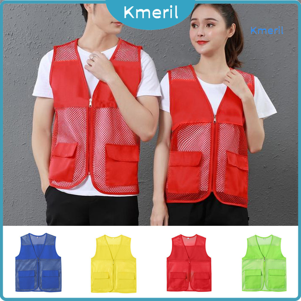 เสื้อกั๊ก คอวี แต่งซิป แต่งรูกลวง ทรงหลวม สีสดใส สําหรับผู้ชาย และผู้หญิง ใส่ไปทํางาน
