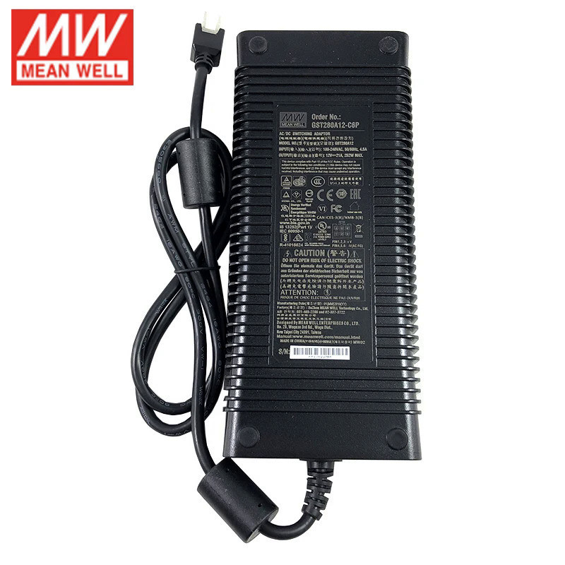 ☆MEAN WELL GST280A12-C6P ระดับ VI Industrial Desktop Adapter 110V/220V AC To 12V DC 21A 252W Meanwell Adapter แหล่งจ่ายไ