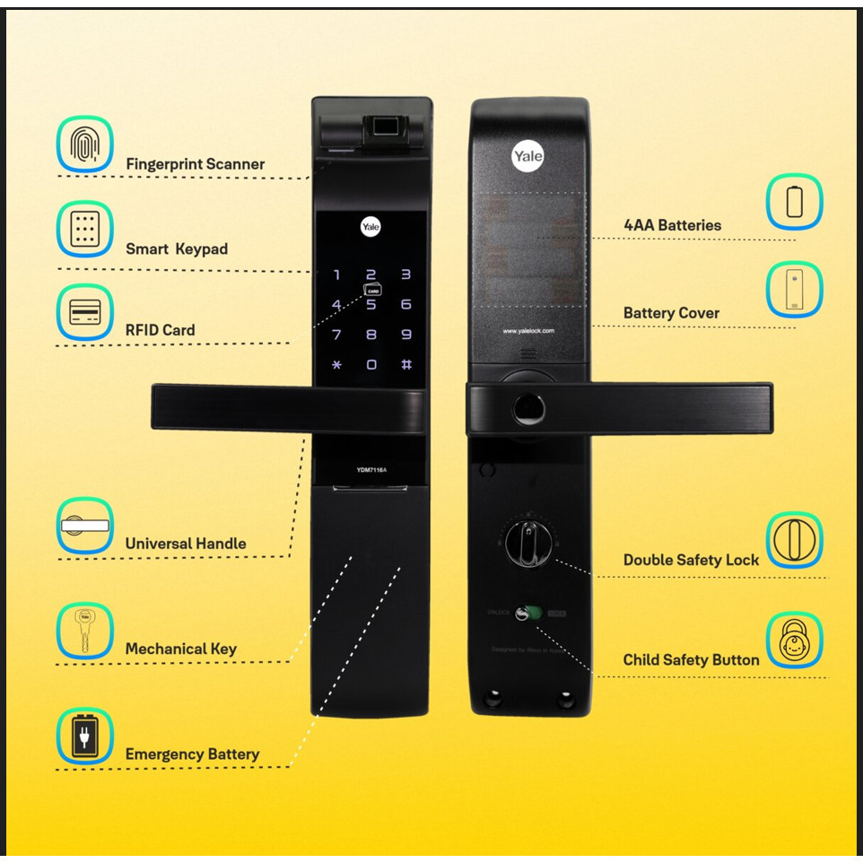 Yale  YDM7116A-MB  (Smart Mortise Lock)