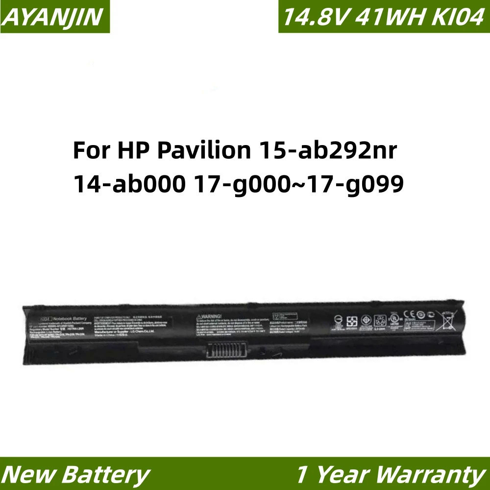 KI04 14.8โวลต์41WH แบตเตอรี่แล็ปท็อปสำหรับ HP P Avilion 15-ab292nr 14-ab000 17-g000 ~ HSTNN-DB6T/LB6