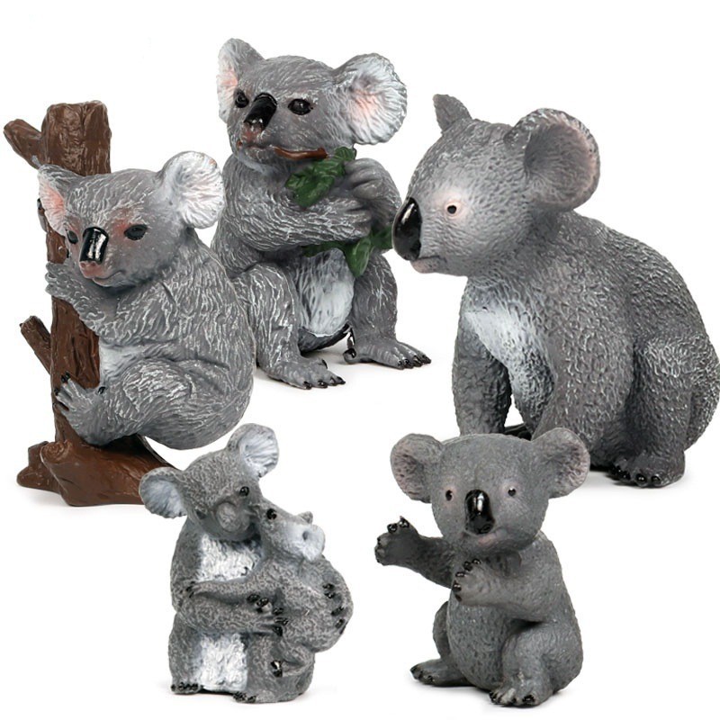 Solid Simulation Koala Wild Static Animal Model Toy Set Koala Children's Plastic Toy Garage Kit