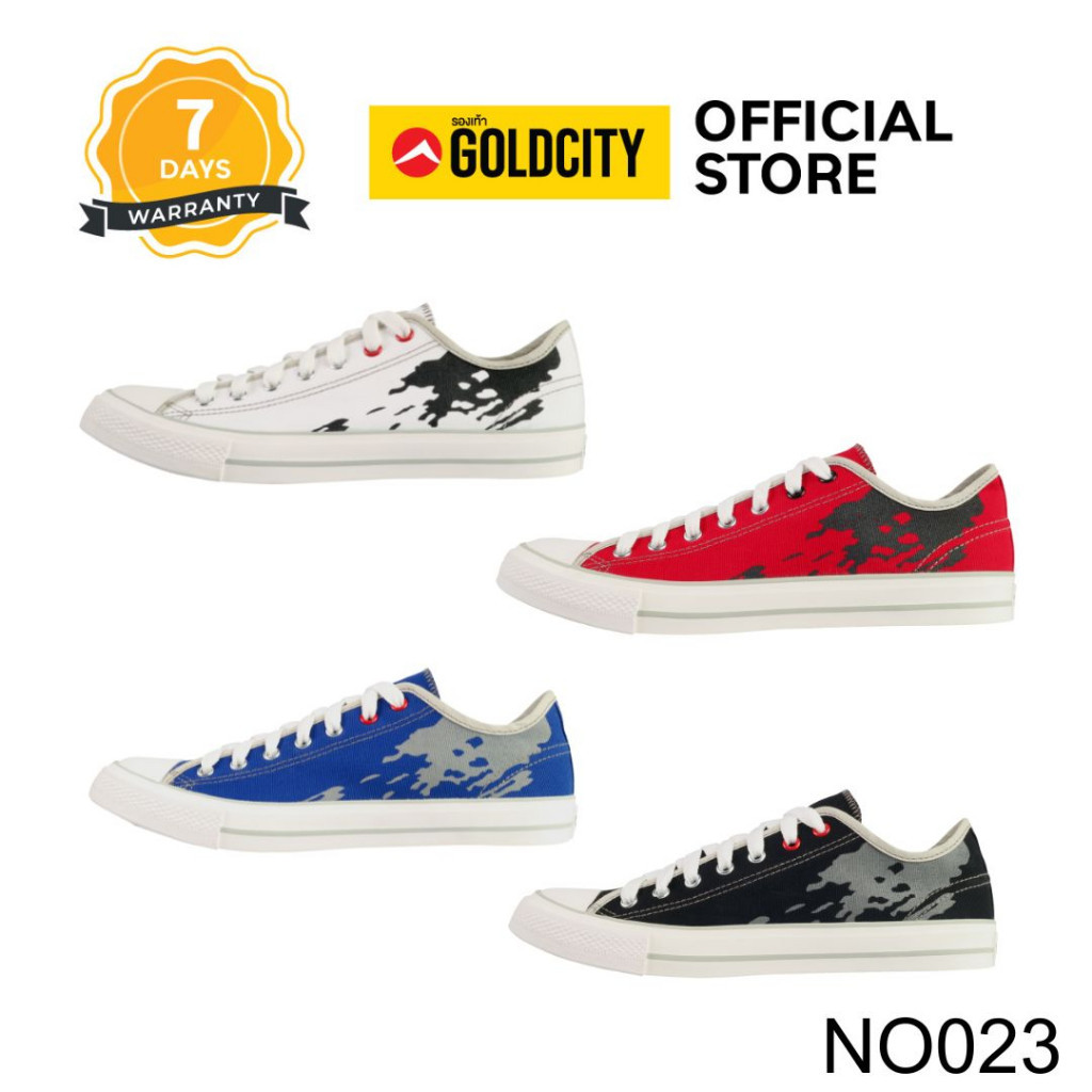 GOLDCITY รองเท้าผ้าใบ แฟชั่น แบบผูกเชือก UNISEX ใส่สบาย น้ำหนักเบา กันลื่น (37-45) รุ่น NO023
