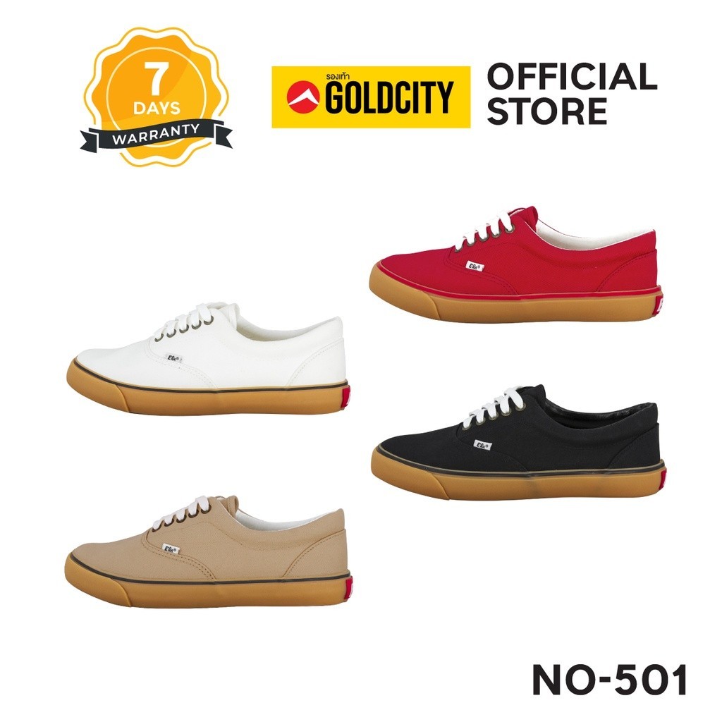 GOLDCITY รองเท้าผ้าใบ แฟชั่น แบบผูกเชือก UNISEX ใส่สบาย น้ำหนักเบา กันลื่น (37-45) รุ่น NO501
