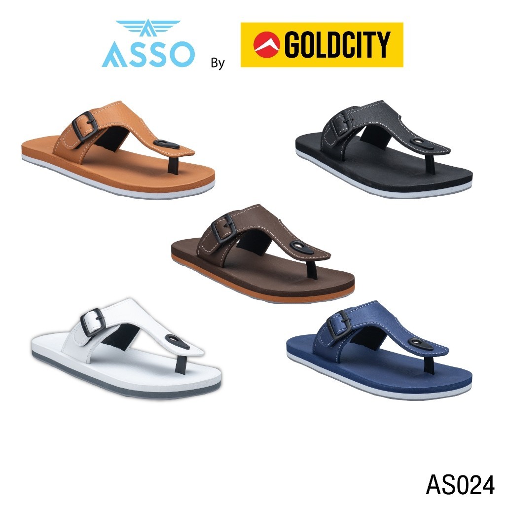รองเท้าแตะ แบบสวม ใส่ สบาย พื้นยางพารา  SIZE 37-45 ส่งตรงจากโรงงานแท้100% ASSO รุ่น AS024
